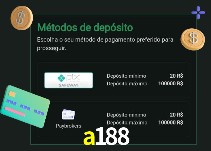 O cassino a188 oferece uma grande variedade de métodos de pagamento